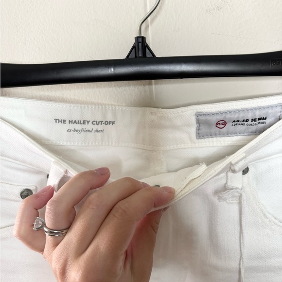 AG Adriano Goldschmied white Hailey cut off ex boyfriend shorts size 27 new - Picture 8 of 10